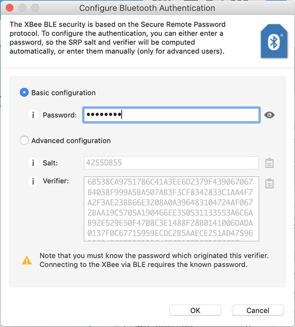 Bluetooth XCTU configure authentication