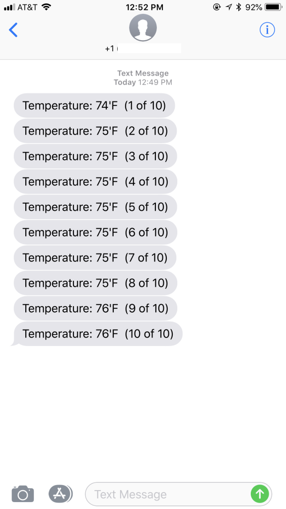 SMS Temperature Example